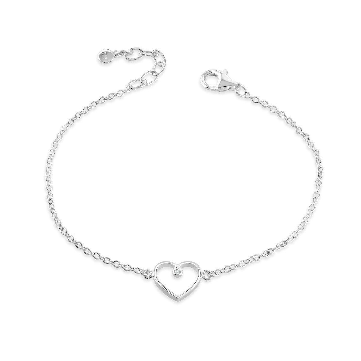 Nila - Silver Diamond Heart Bracelet