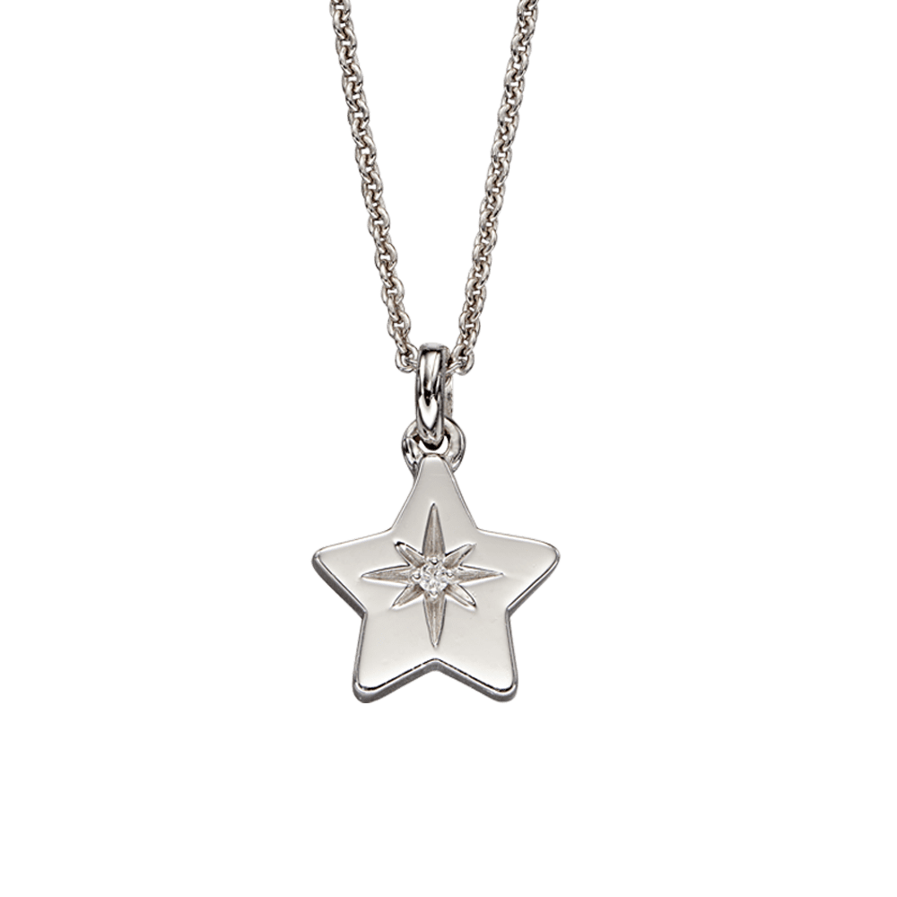 Lyra – Silver Diamond North Star Necklace