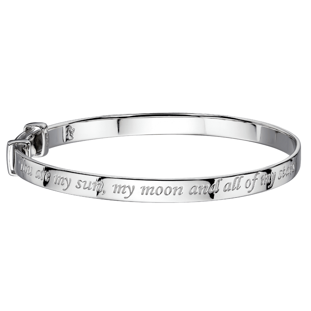 Luna – Silver Sun and Moon Christening Bangle