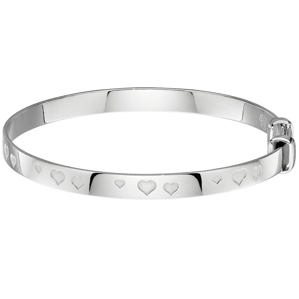 Mirai – Silver Heart Pattern Bangle