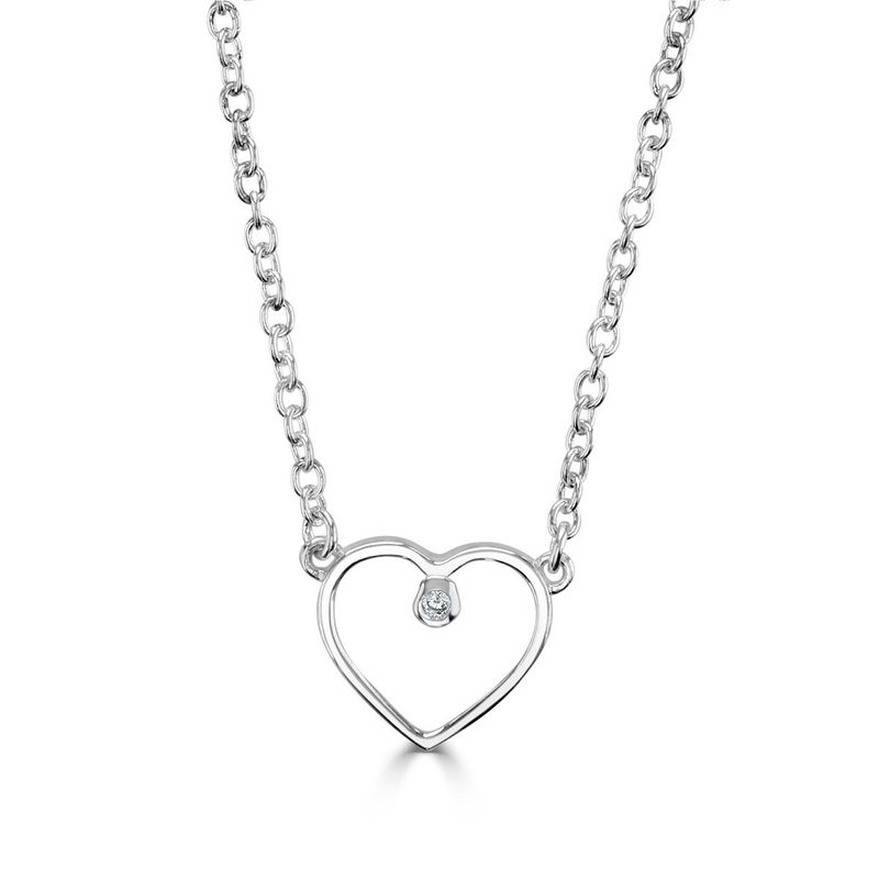 Neena - Silver Small Diamond Heart Necklace