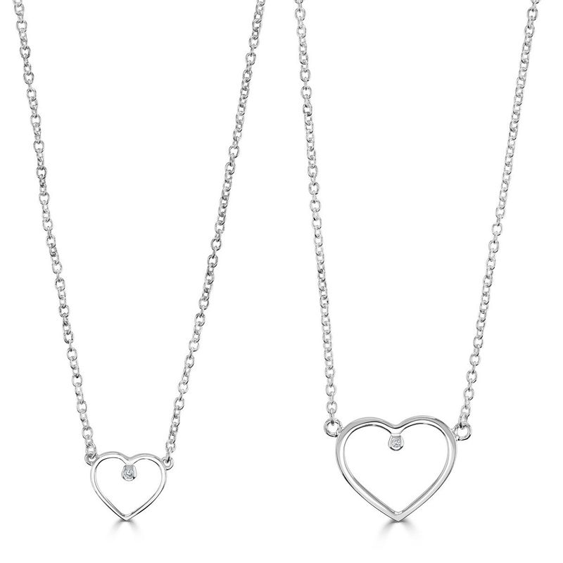 Neena - Silver Small Diamond Heart Necklace