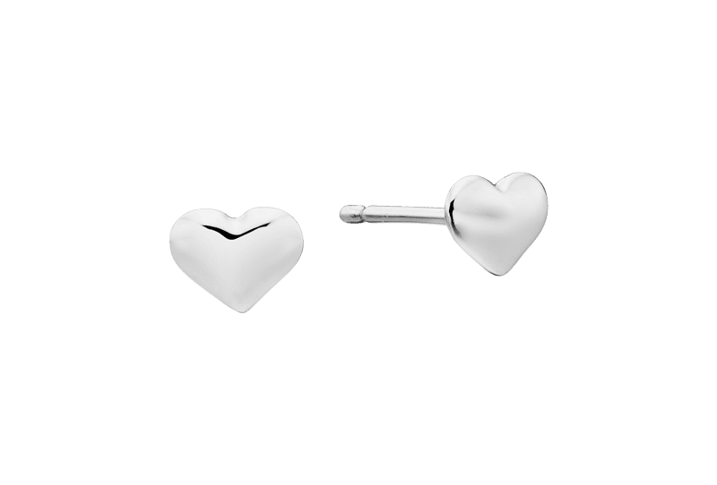 Phoebe - Silver Plain Small Heart Stud Earrings