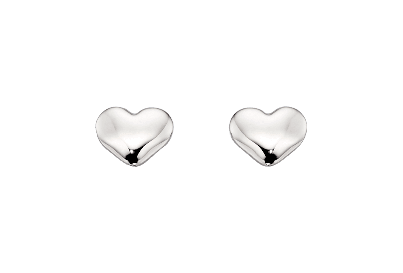 Phoebe - Silver Plain Small Heart Stud Earrings