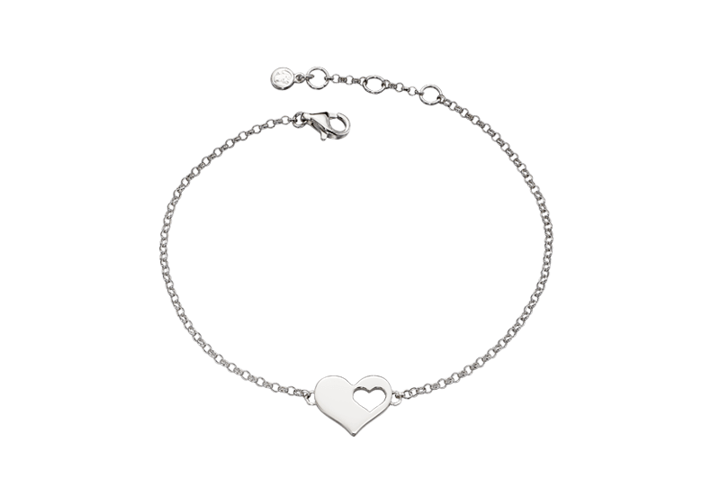 Poppy - Silver Adults Cutout Heart Bracelet