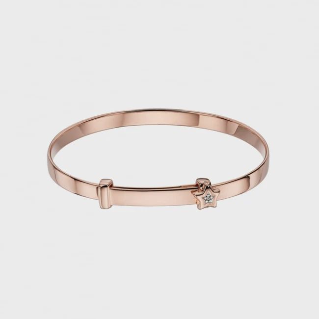 Gracie - Silver Rose Gold Plated Diamond Bangle