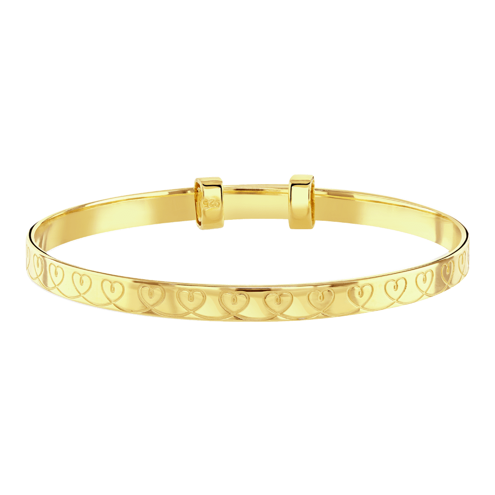 Amari Heart Pattern Silver Gold Plated Bangle