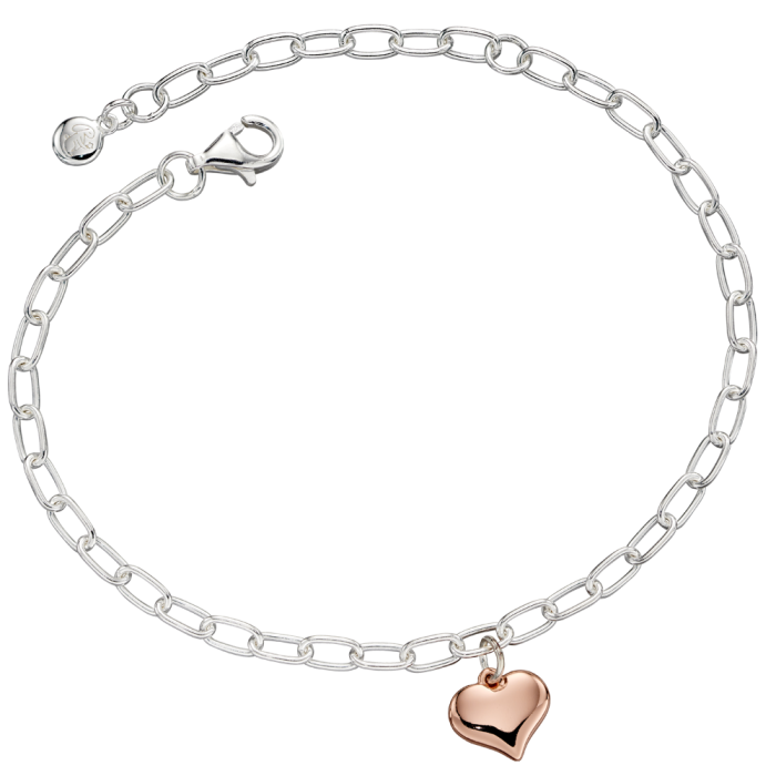 Thea- Rose Gold Plated Heart Charm Bracelet