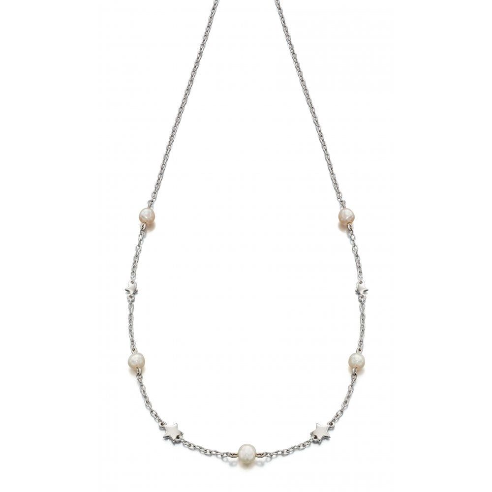 Tatiana - Silver Freshwater Pearl and Star Necklace