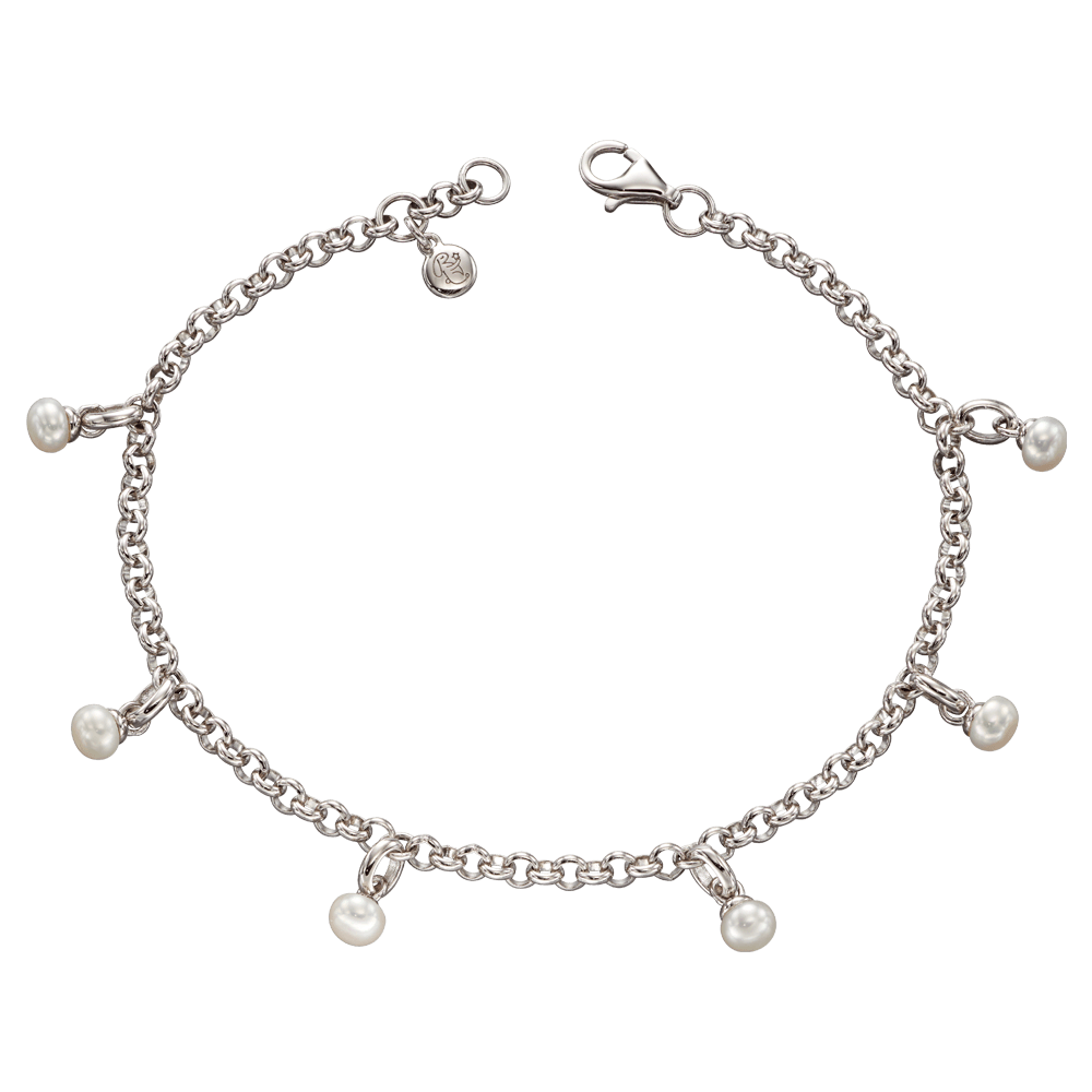 Remi - Silver Pearl Charm Bracelet