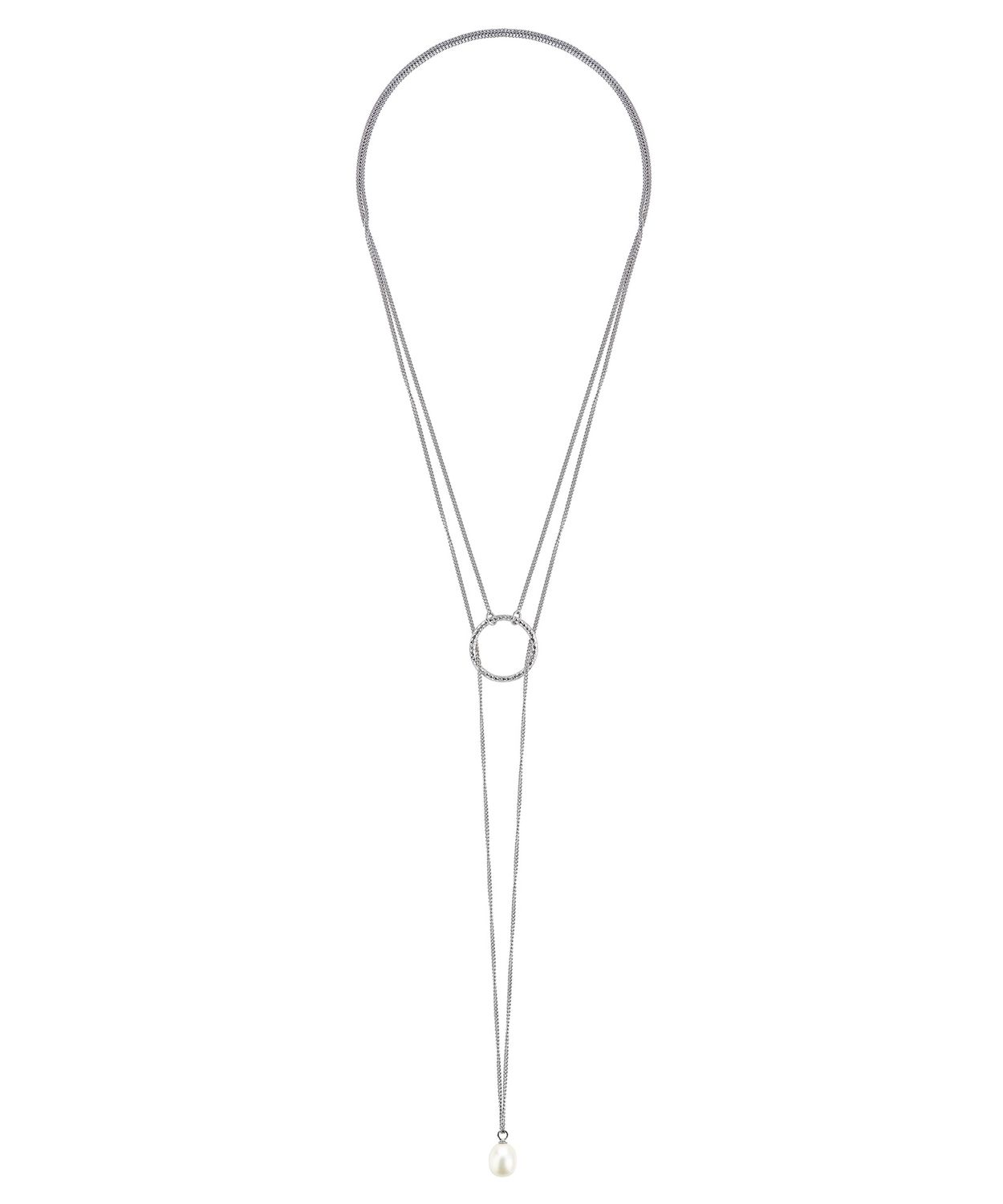 Sterling Silver Cirque Lariat Pearl Necklace