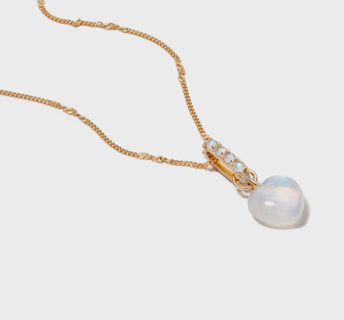 Silver Gold Plated Beloved Moonstone Heart Drop Pendant