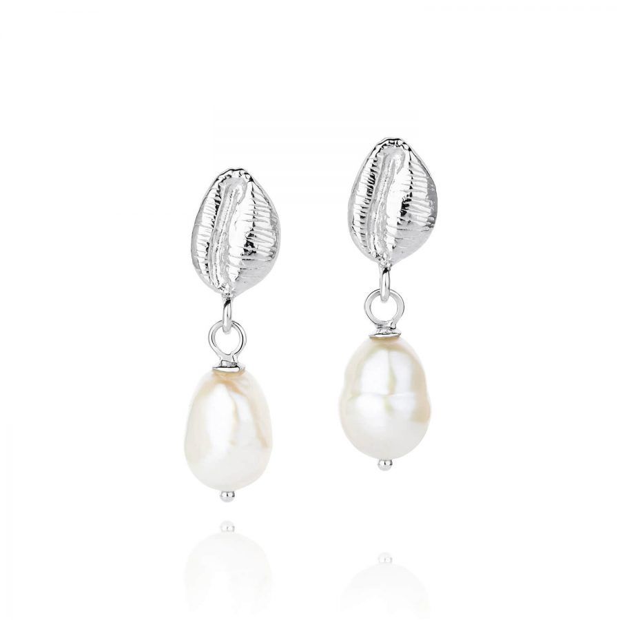 Sterling Silver Dreamcatcher Cowrie Shell Drop Earrings