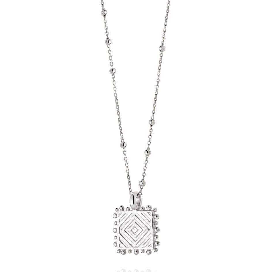Sterling Silver Artisan Square Necklace