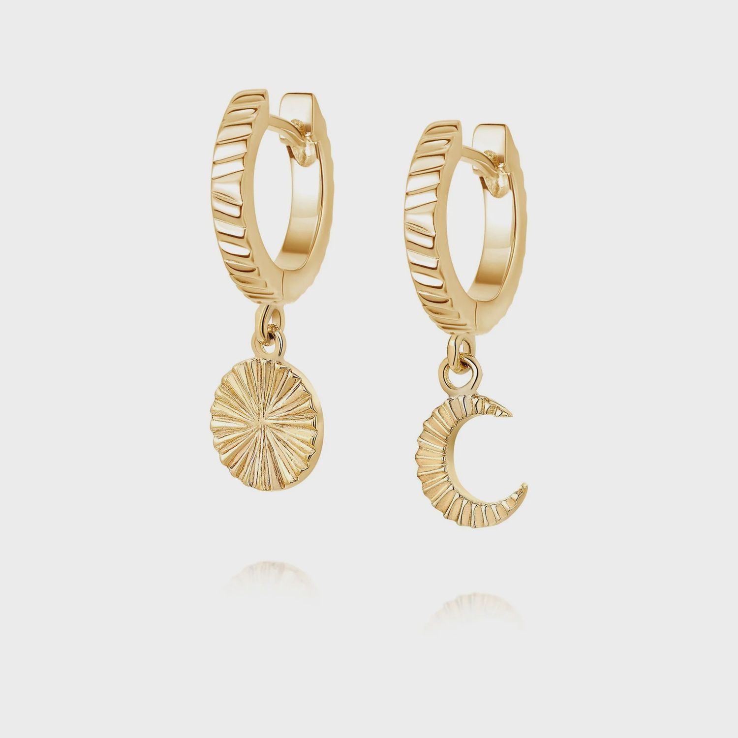 Silver Gold Plated Estée Lalonde Luna Huggie Charm Earrings