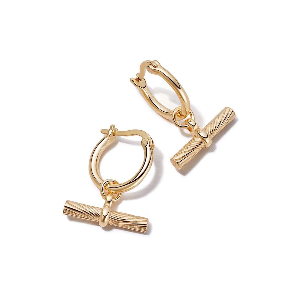 Silver Gold Plated Estée Lalonde T Bar Hoop Earrings