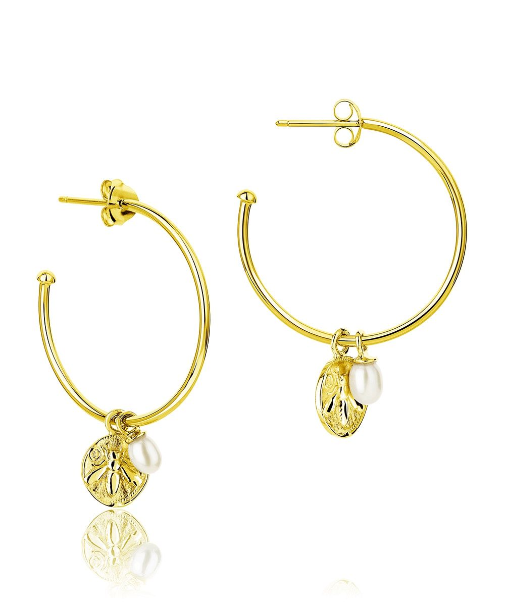 Silver Gold Plated Honey Bee Hoop Earrings