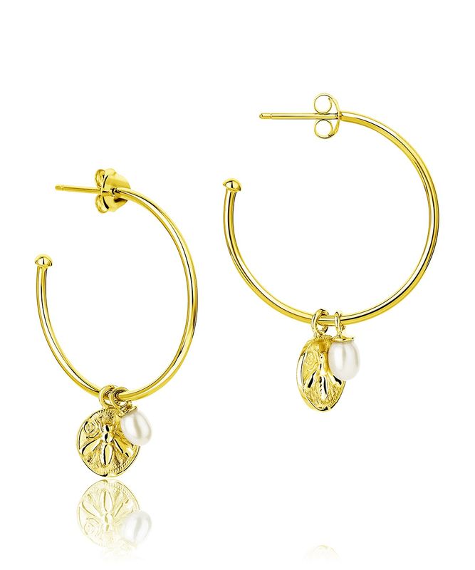 Silver Gold Plated Honey Bee Hoop Earrings