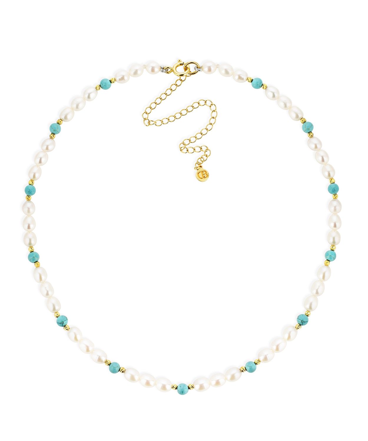 Silver Gold Plated Turquoise Pearl 13 Bead Choker