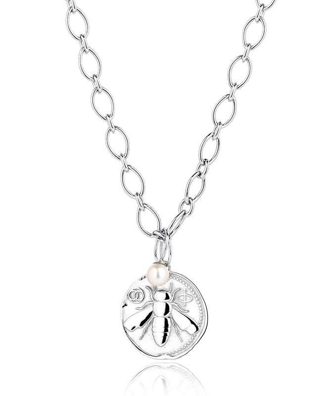 Silver Gold Plated Honey Bee Coin Charm Necklace