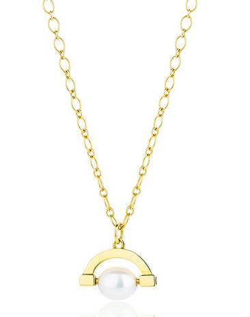 Sterling Silver Meditative Pearl Spinner Necklace