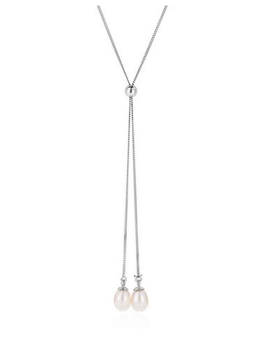 Sterling Silver Angelina Pearl Lariat Necklace