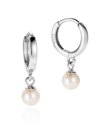 Sterling Silver Essential Micro Pearl Hoop Earrings