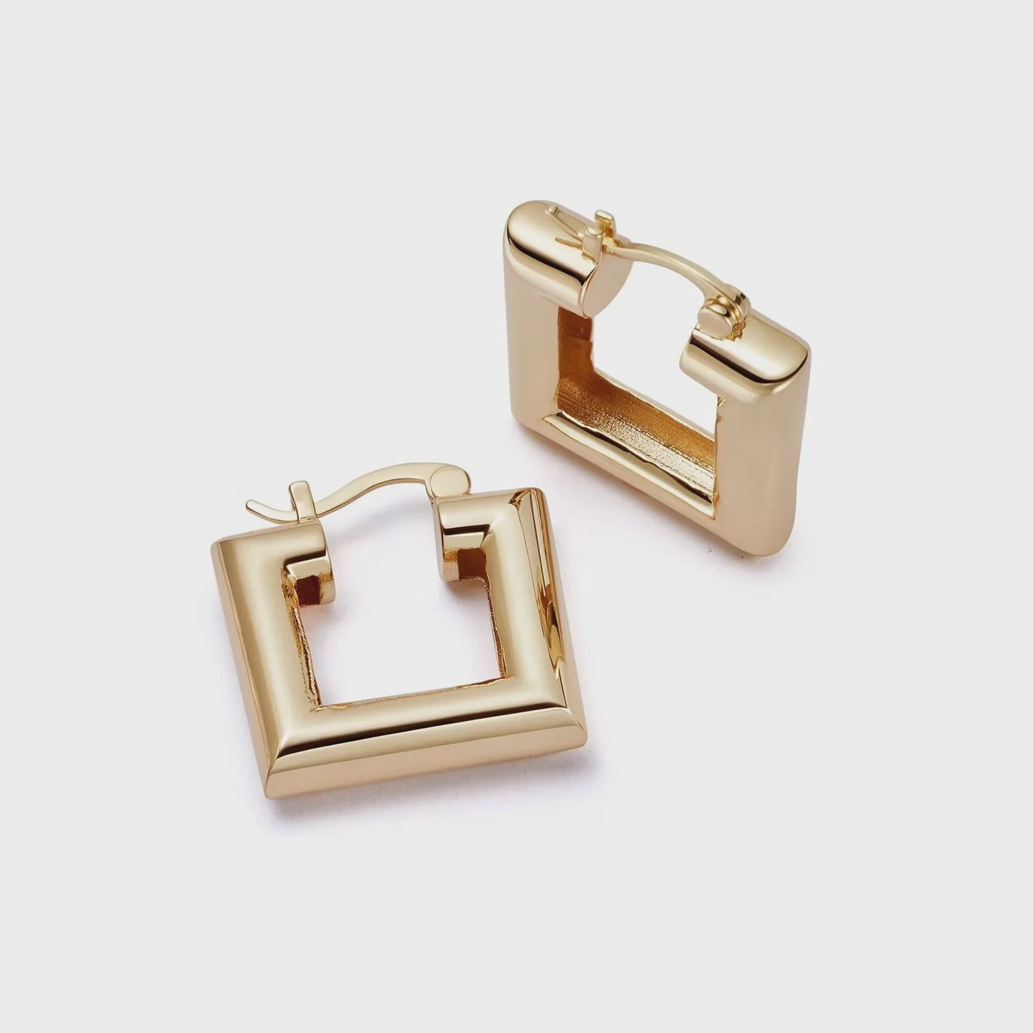 Polly Sayer Chubby Square Hoops Gold