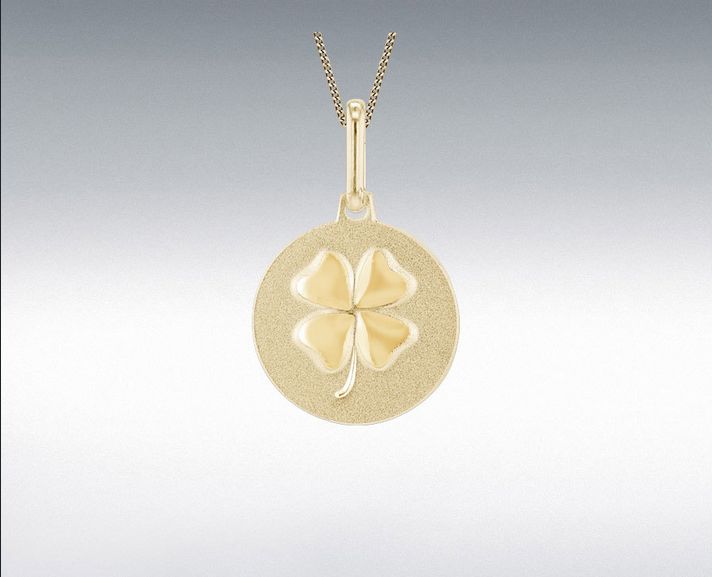 9ct Yellow Gold Clover Disc Pendant