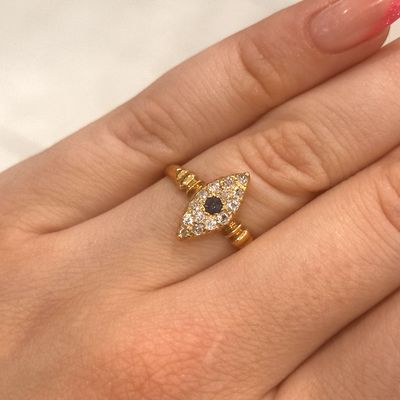 Pre-Owned 18ct Yellow Gold Marquise Style Sapphire and Diamond Ring