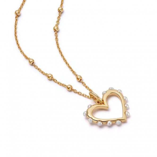 Silver Gold Plated Heart Pearl Necklace