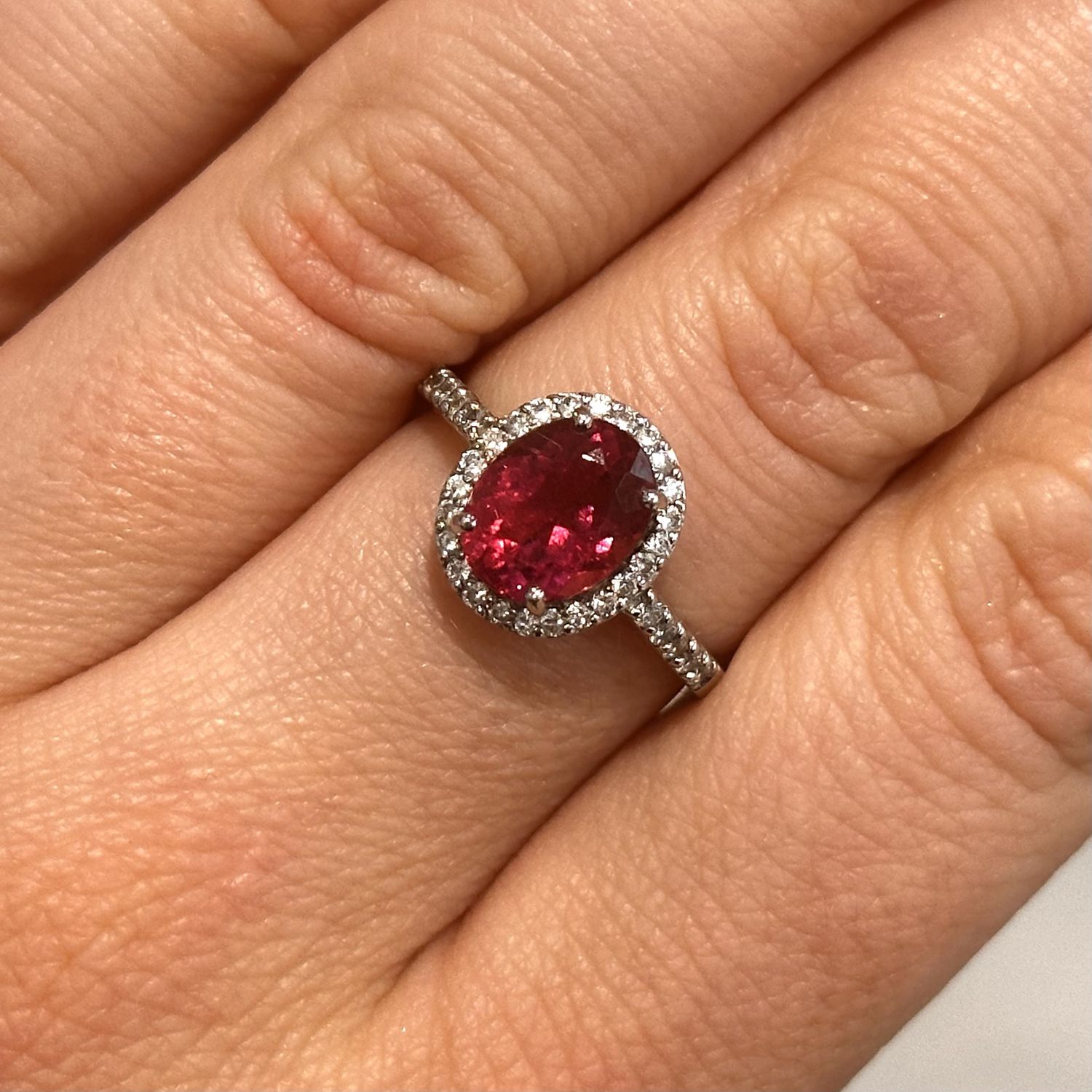 Pre-Owned 18ct White Gold  Tourmaline and Diamond Ring