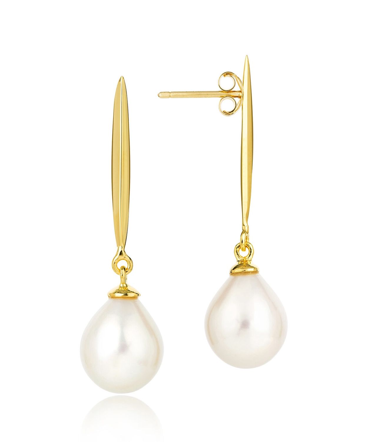 Silver Gold Plated Coco Epee Pearl Drop Earrings