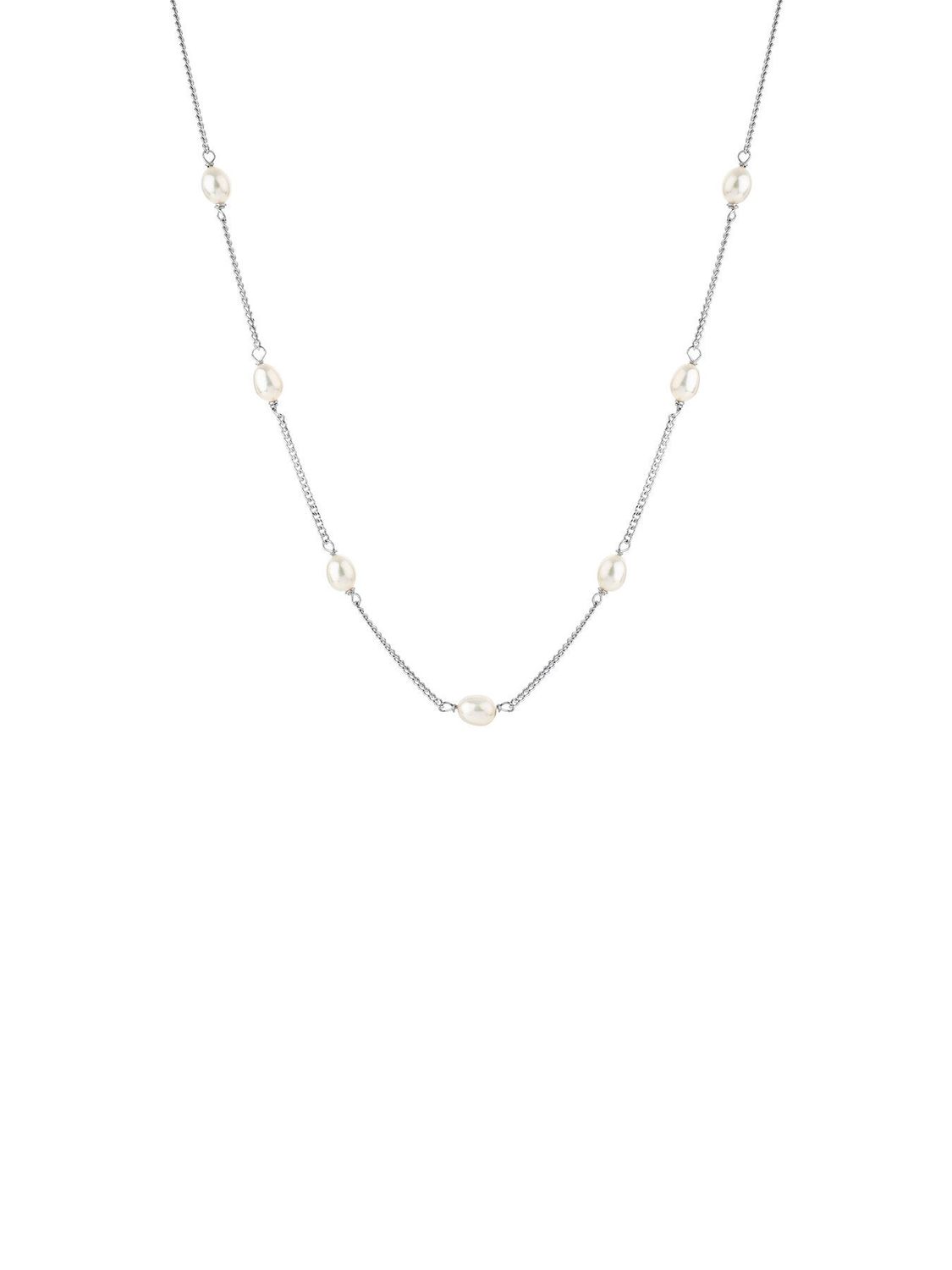 Sterling Silver Fresh Water Pearl And Chain Necklace