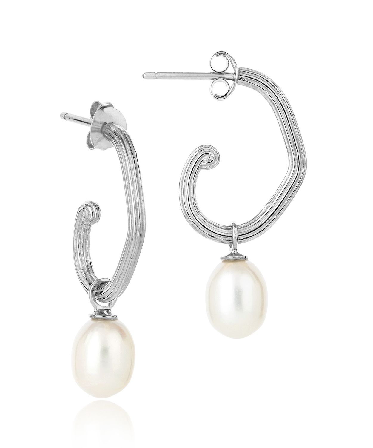 Sterling Silver Unita Organic Pearl Hoop Earrings