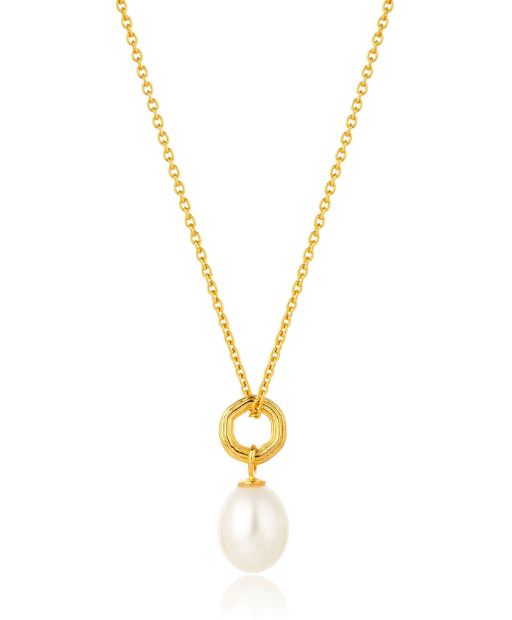 Silver Gold Plated Unita Organic Pearl Pendant Necklace