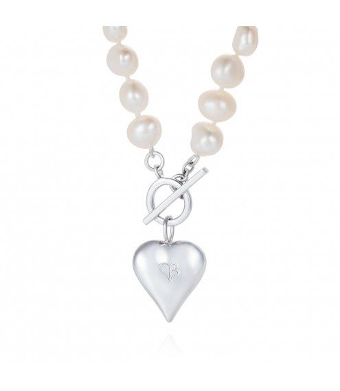 Sterling Silver Signature Heart Pearl Necklace