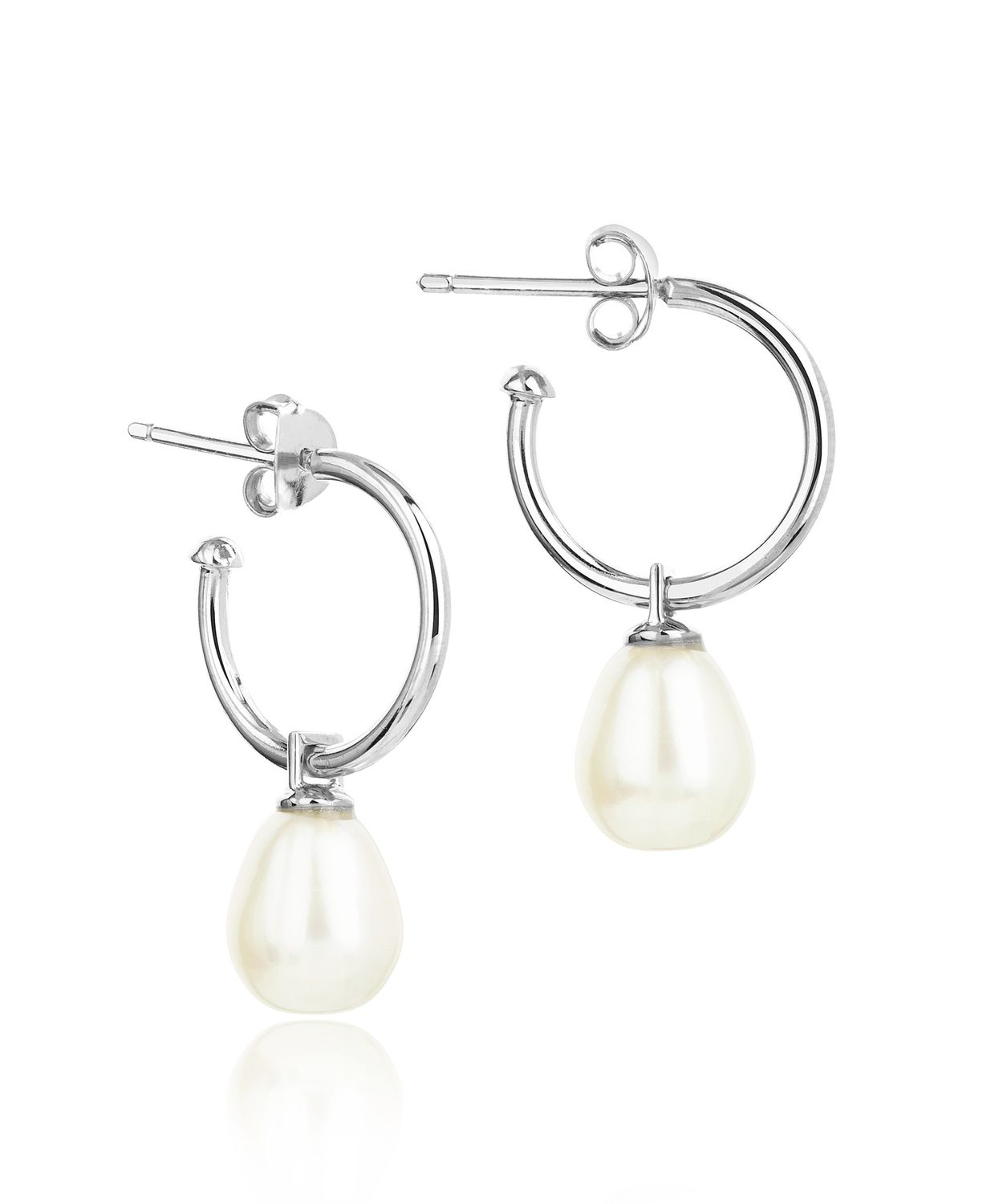 Sterling Silver Favourite Pearl Hoop Earrings