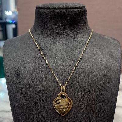 Pre-Owned Tiffany &amp; Co Yellow Gold Return To Tiffany Heart Pendant &amp; Chain