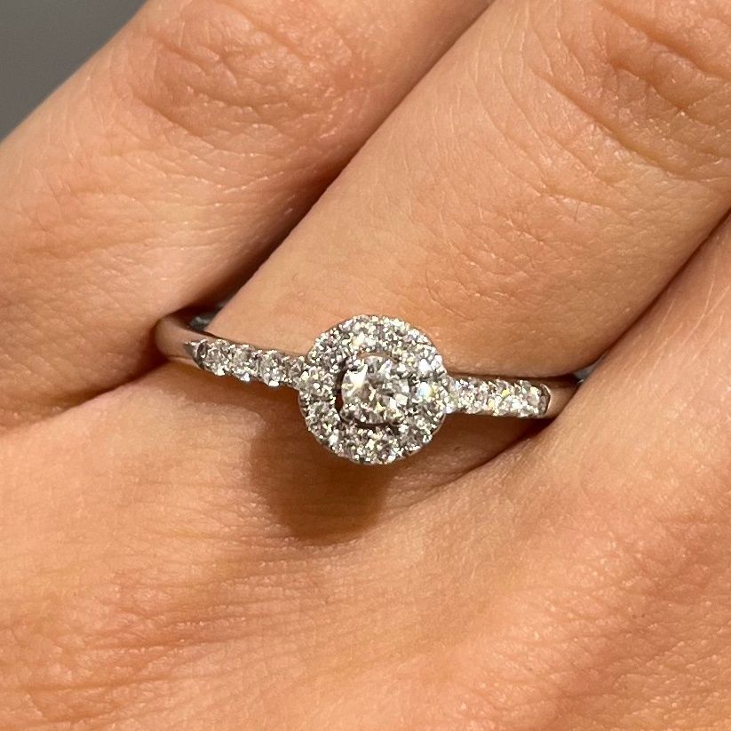 Pre-Owned 18ct White Gold 0.34ct Diamond Halo Ring