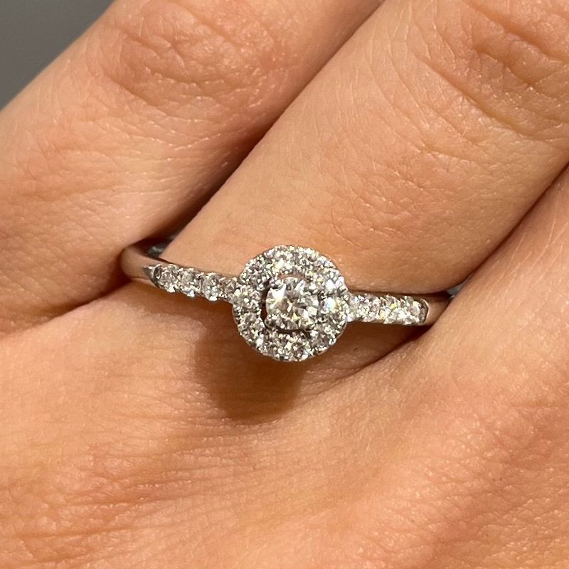 Pre-Owned 18ct White Gold 0.34ct Diamond Halo Ring
