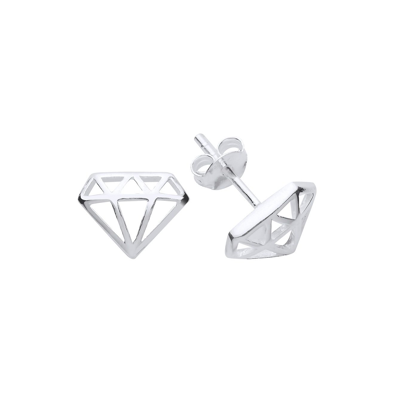 Silver Diamond Stud Earrings