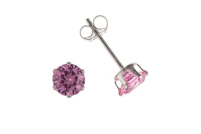 Silver Pink Cubic Zirconia 3mm Stud Earrings Silver Pink Cubic Zirconia 3mm Stud Earrings