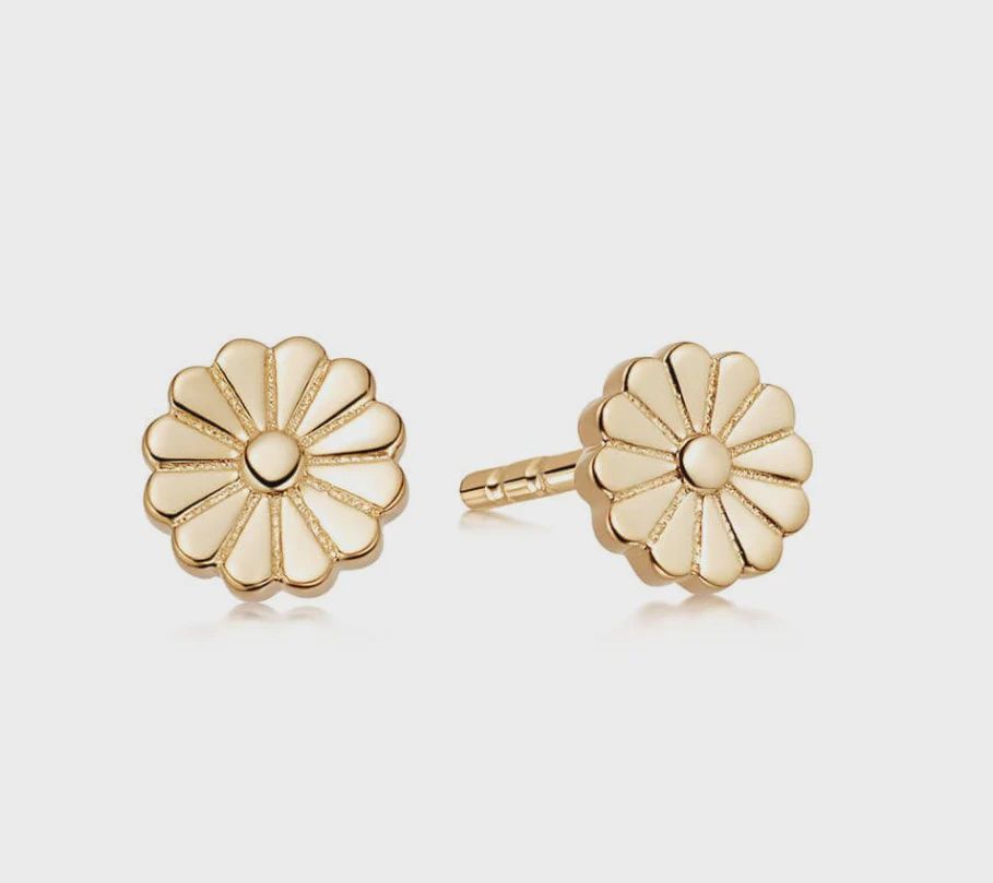 Silver Gold Plated Daisy Bloom Stud Earrings