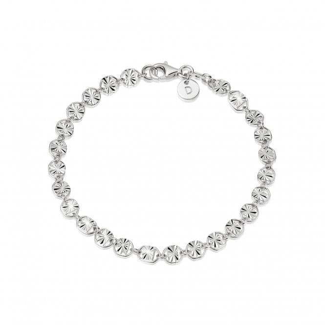 Sterling Silver Textured Sunburst Chain Bracelet