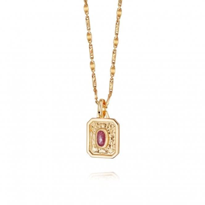 Silver Gold Plated July Ruby Birthstone Necklace