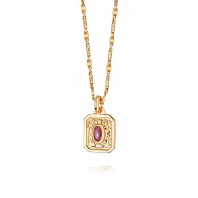 Silver Gold Plated July Ruby Birthstone Necklace