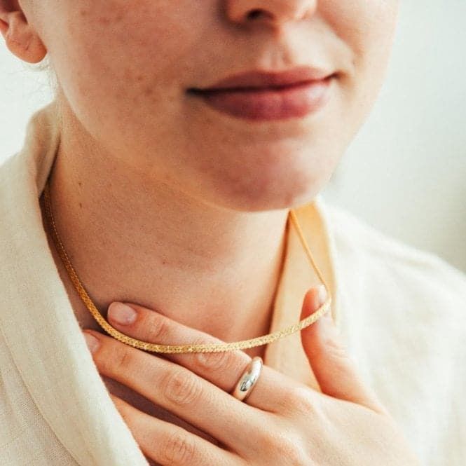 Silver Gold Plated Flat Snake Chain Necklace