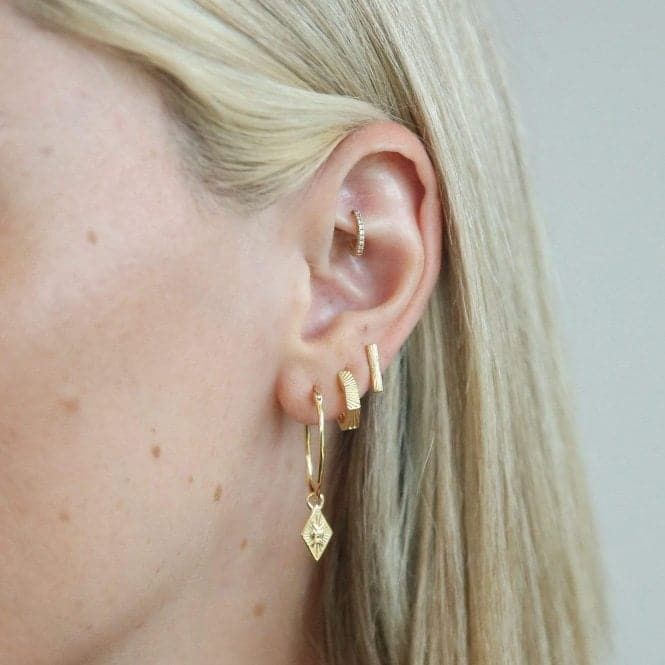 Silver Gold Plated Octagonal Huggie Hoop Earrings