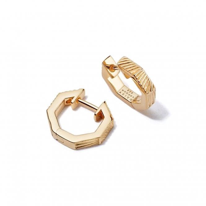 Silver Gold Plated Octagonal Huggie Hoop Earrings